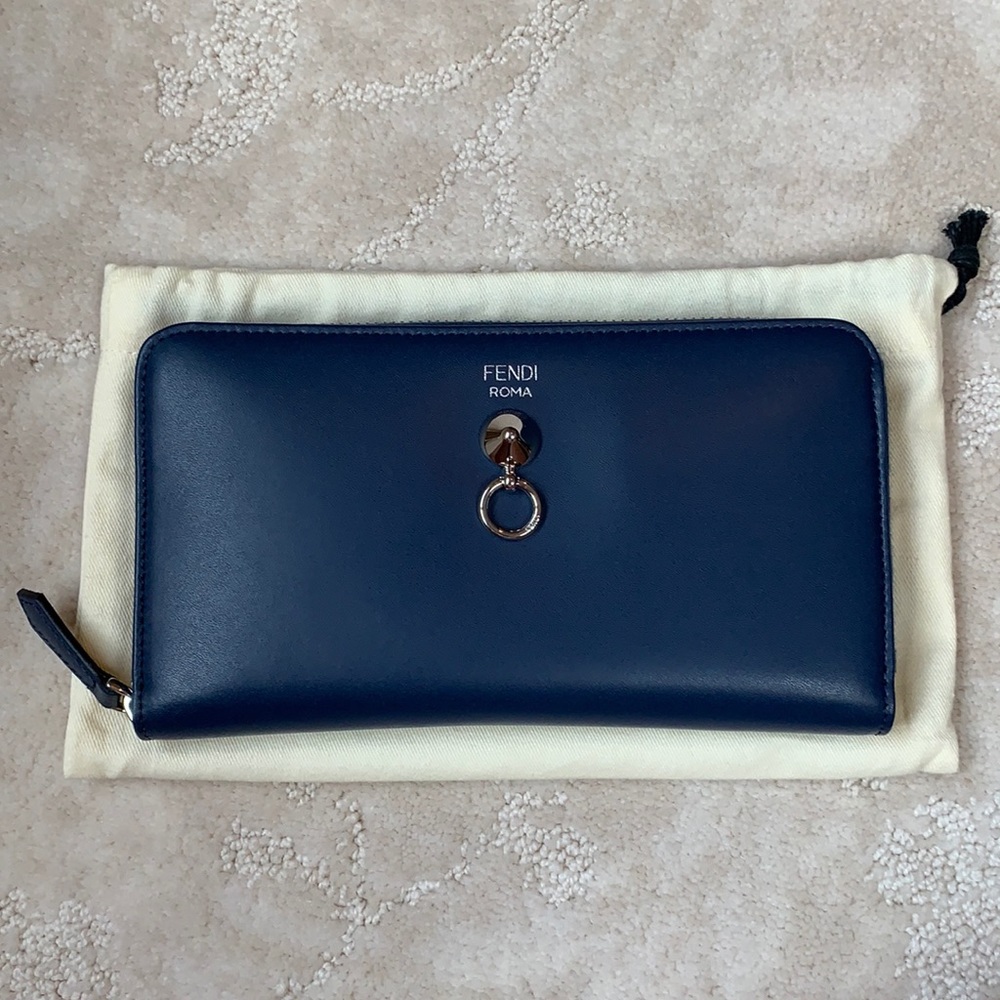 Fendi - Navy blue zip around wallet